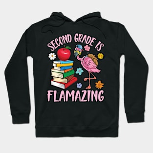 Flamingo Student Happy Back School Second Grade Is Flamazing Hoodie